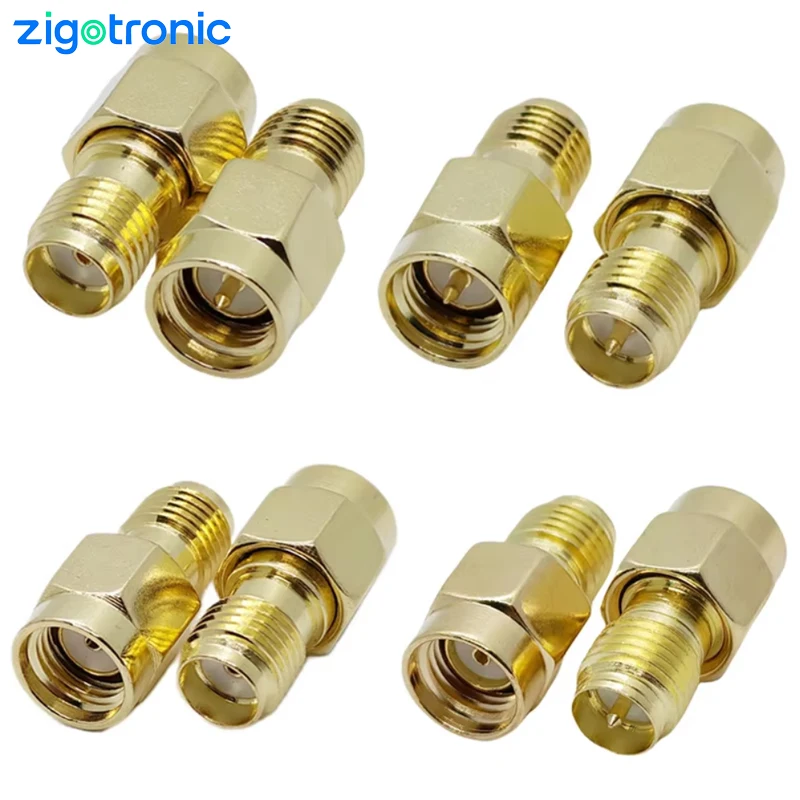 Brass Copper SMA Adapter Gender Changer Male to Female Coaxial Connector PRSMA to RP-SMA for Radio FPV Router Antennas