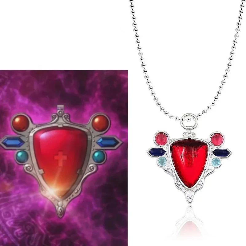 Colgante de aleación de Anime JoJo's Bizarre Adventure, collar de Joseph Joestar, piedra roja de Aja, accesorio de joyería, utilería, regalo de Navidad