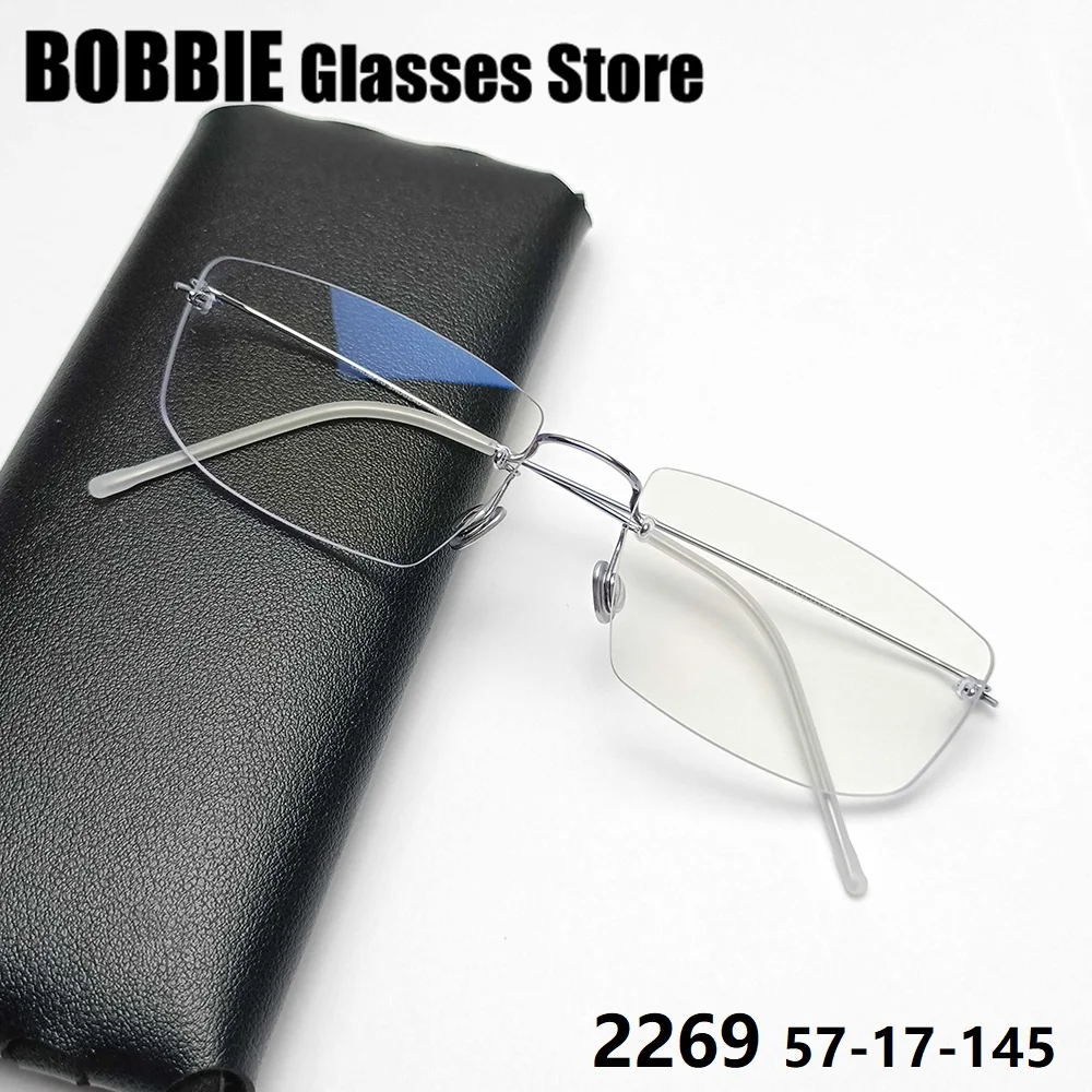 

Denmark Brand Rectangle Titanium Rimless Glasses Frame Men Frameless Ultralight Design Eyeglasses Spectacle 14K High Quality