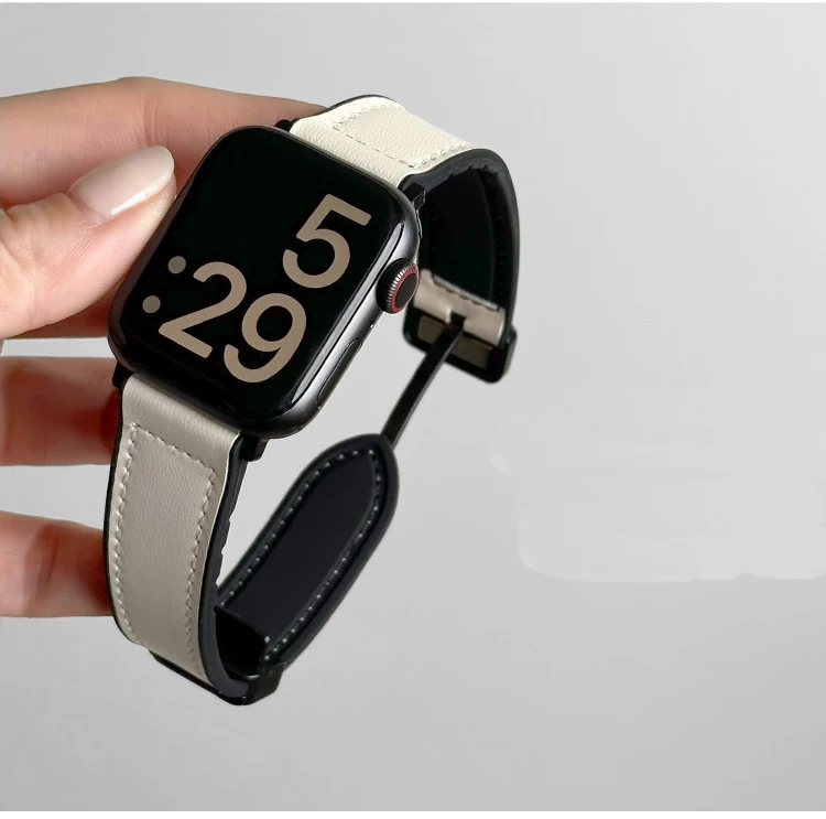 Leder + Silikonarmband für Apple Watch Band Ultra 49 mm 44 mm 45 mm 41 mm 46 mm 40 mm 42 mm Magnetarmband iWatch Serie 10 9 8 7 6 – Detail 17
