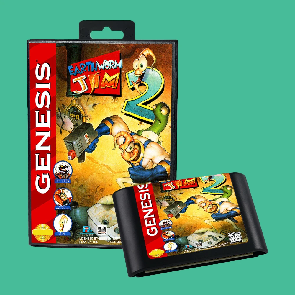 لعبة دودة الأرض جيم 1 ودودة الأرض جيم 2 الولايات المتحدة الأمريكية/EUR لـ SEGA Mega Drive Genesis 16 بت وحدات التحكم صندوق خرطوشة الألعاب دليل #4