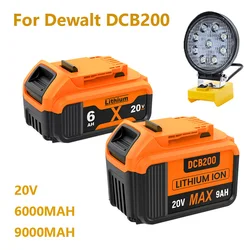9000MAH For Dewalt DCB200 20V 6000MAH Battery Compatible with dewalt power Tools DCB120 DCB182 DCB200 DCB609 Lithium Batteries