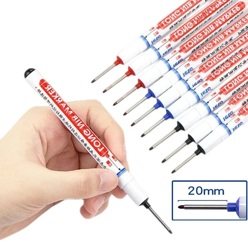 20mm Long Head Markers Bathroom Woodworking Perforating Decoration Multi-purpose Deep Hole Marker Pens Red/Black/Blue/Green Ink