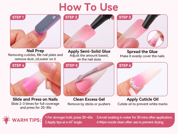 Makartt Hema-Free Semi Solid Nail Glue Strong Air-Dry 20s Fake Nail Tips Adhesive No UV Needed DIY Manicure 10ml Home Salon
