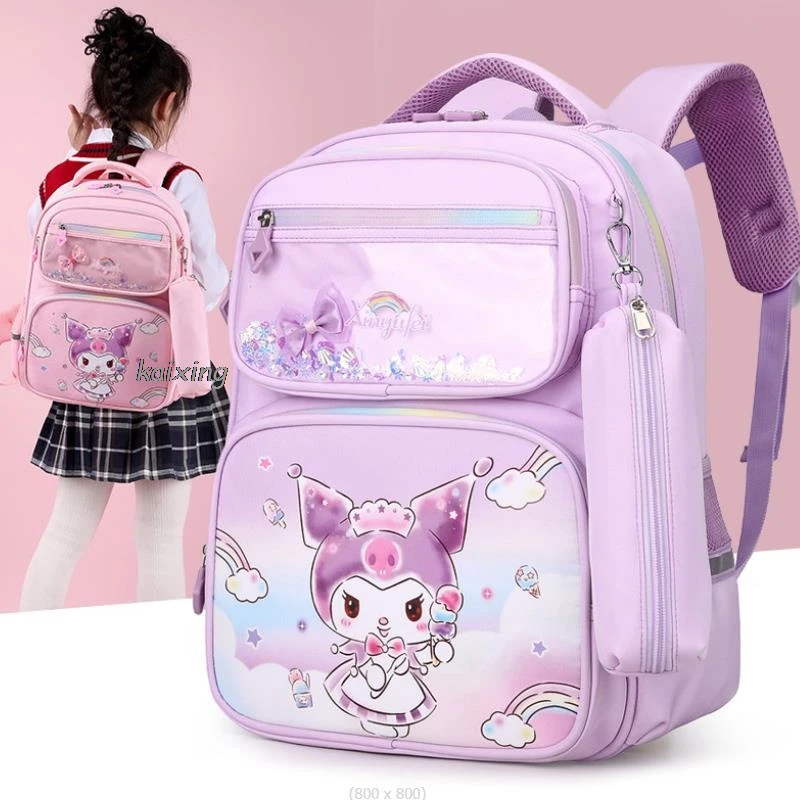 Elementary School 1-6 Grade Backpack Lovely Kuromi Melody Girl Backpack With Reduced Load +Large Capacity Spine Protection Bag