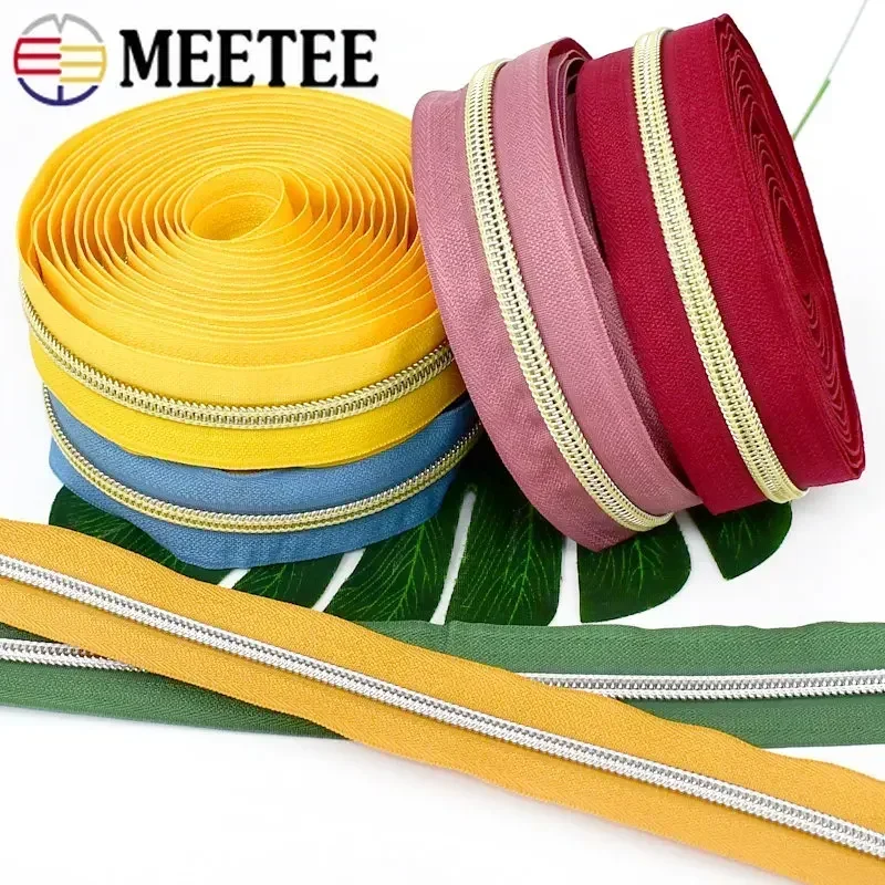 5/10/20M 5# Colorful Nylon Zippers Tapes Bag Pocket Roll Plastic Zipper For Sewing Zips Repair Kit DIY Garment Accessorie