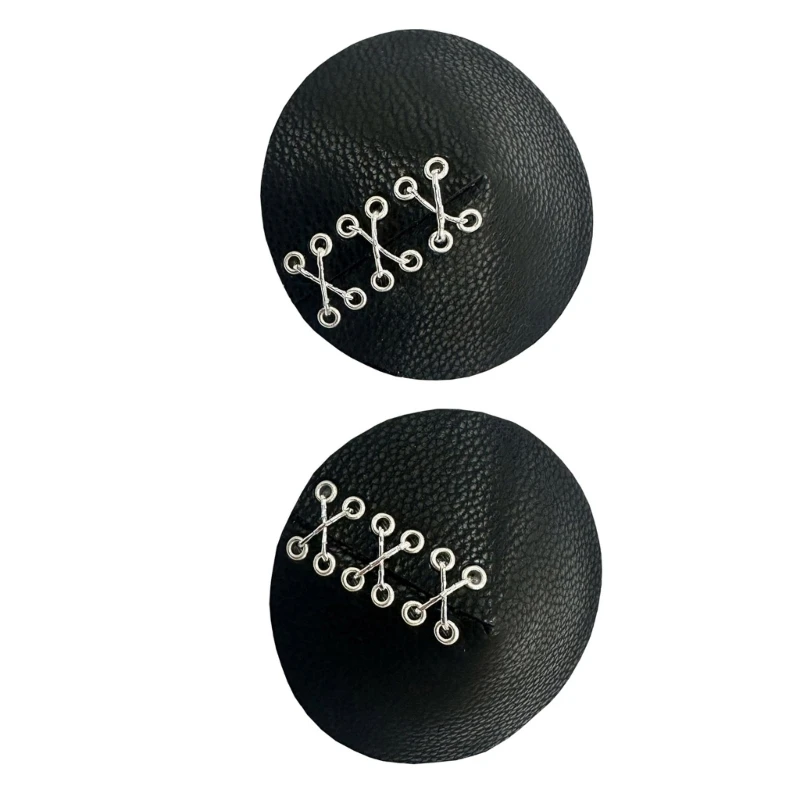 Black Leather Adhesive Breast Petals Punk Bandage Reusable Nipple Cover Pasties