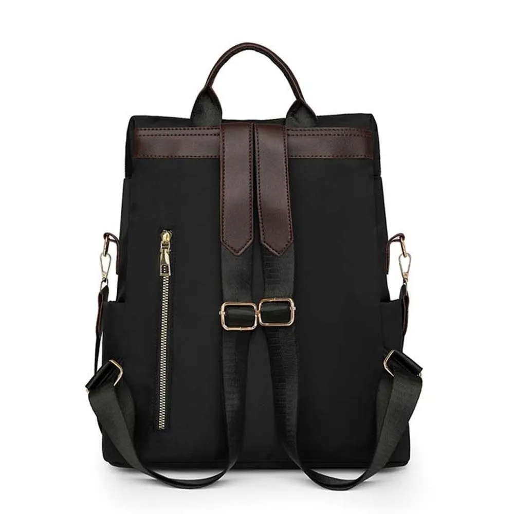 

Elegant Soft Nylon Backpack Korean Style Magnetic Buckle Large Capacity School Bag Solid Color Anti-splash Water