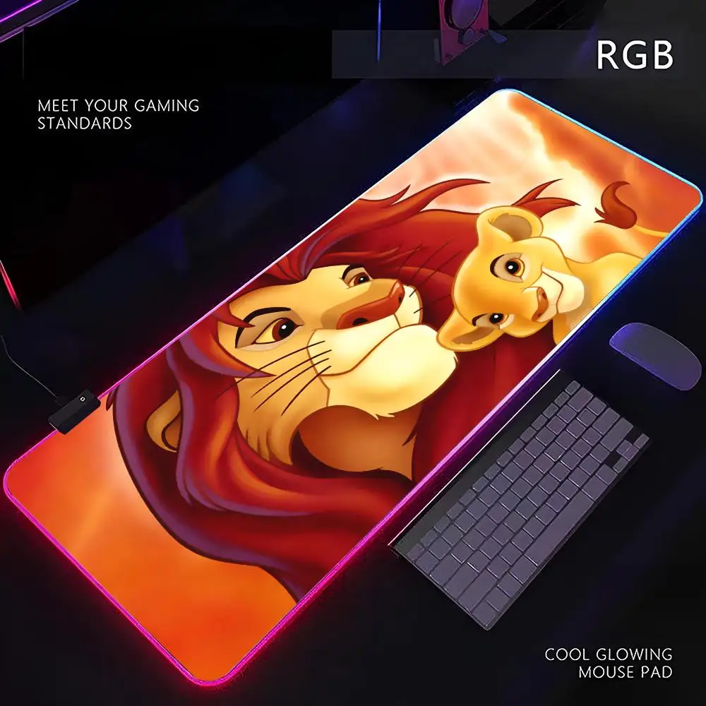 

Simba-S-F-Floral-S-Lion-King Mouse Pad RGB Mousepad Xxl Gaming Accessories Large LED Mouse Pad Luminous Keyboard Desk Protector