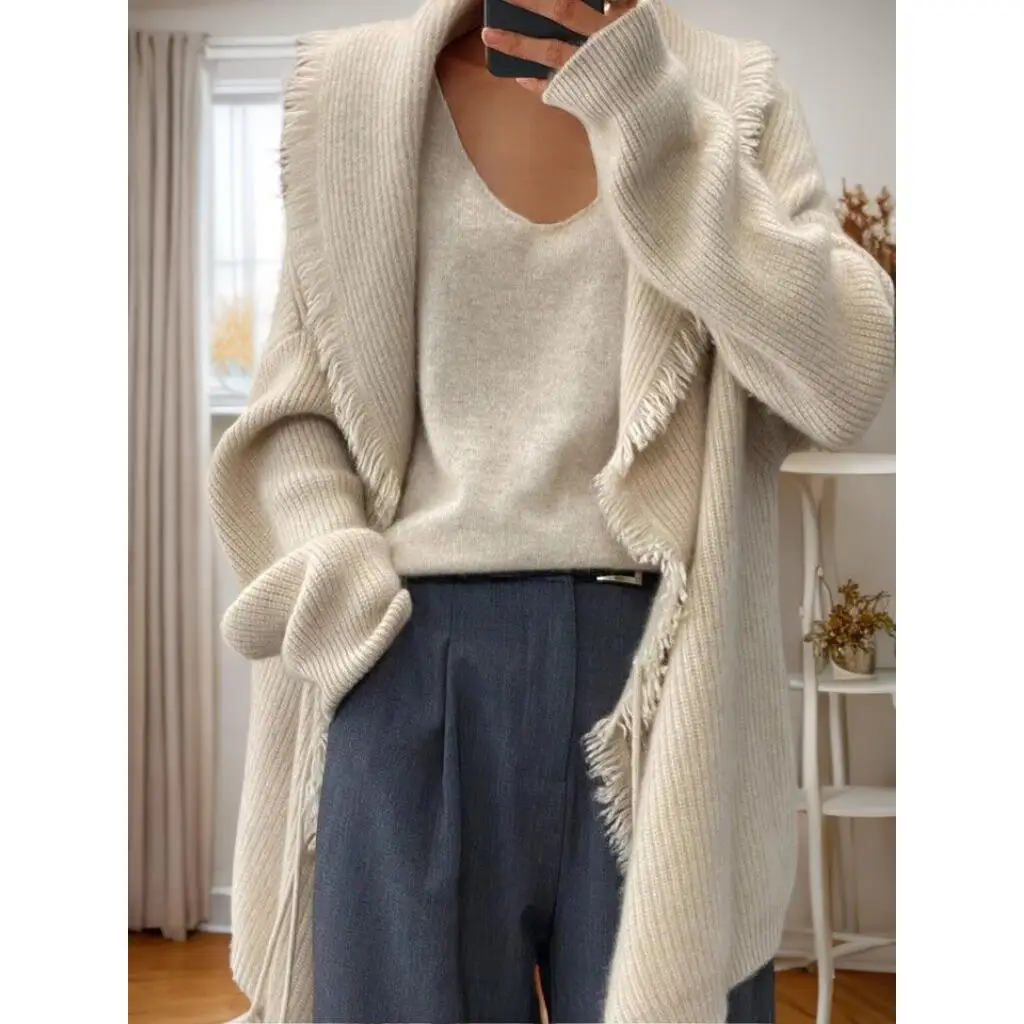 

Women's Casual Loose Color Knitted Cardigan Comfortable Breathable Autumn Home Clothes for Children