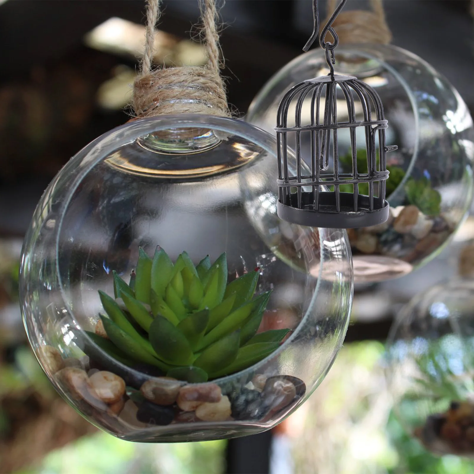 

1pc Mini Birdcage Ornament Black Diy Iron Art For Micro Landscape Decoration Desktop Adornment Fairy House Succulent Plant