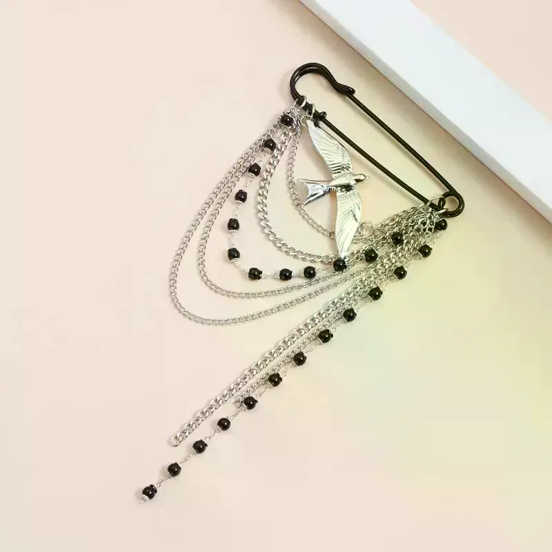 Multi Layer Chain Swallow Brooch Women Fashion Tassel Jewelry Trendy Dress Pin for Special Occasions