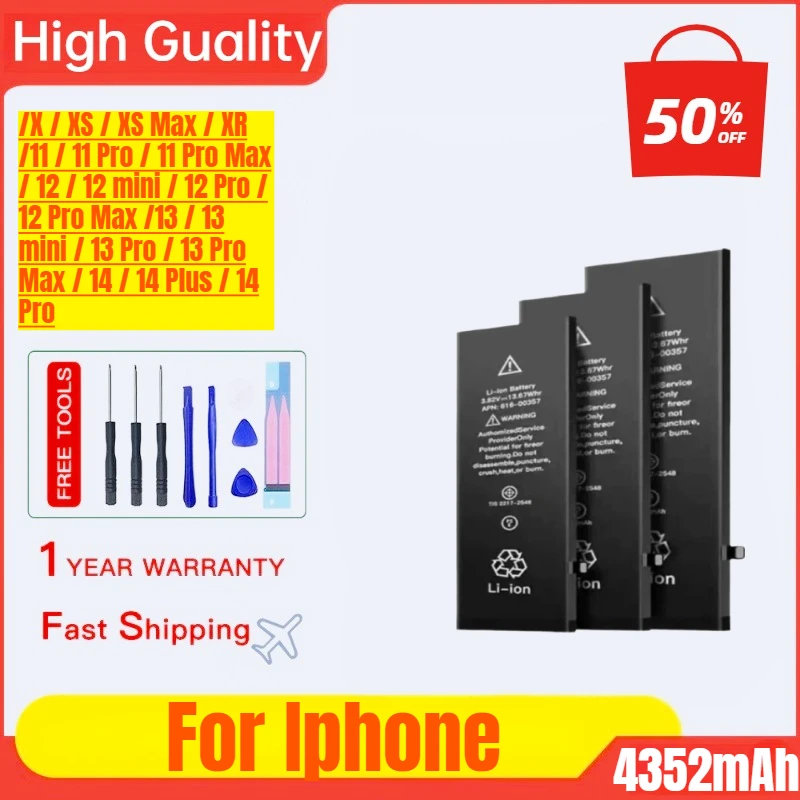 Battery for IPhone6S/7/11/7plus/8P/X/ XSMAX/13/6SP/15 Real High Capacity Replacement Bateria Warranty One Year