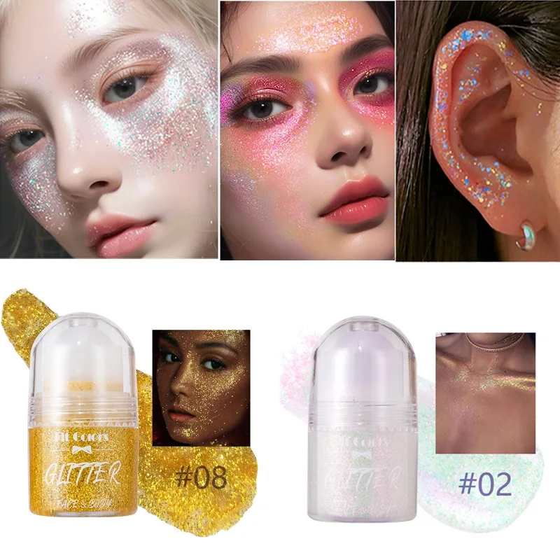 Diamond Highlighter Rolling Ball Glitter Gel Smooth Body Face Brighten Jelly Sparkling Shimmer Sequins Festival Decorate Makeup