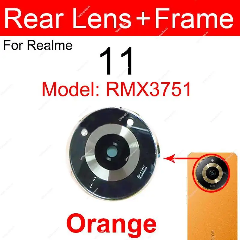 Rear Back Camera Glass Lens Frame with Adhesive Sticker Glue For Realme 11 11 Pro Plus RMX3751 RMX3770 RMX3740 Sticker Glue