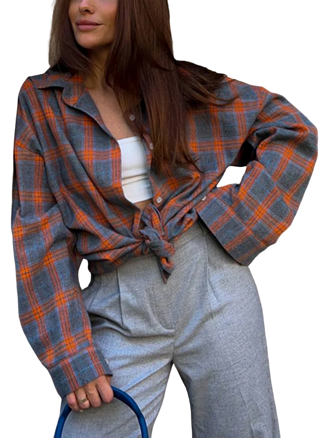 

Women Shirts Blouse Summer Casual Shirts for Women Plaid Female Blouse Shirts