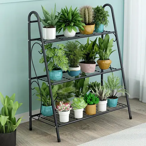 Plant Stands, 3-Storey Plant Rack Indoor Outdoor Corner Exhibition Rack Flower Holder, Metal Flower Racks for Multiple Plants