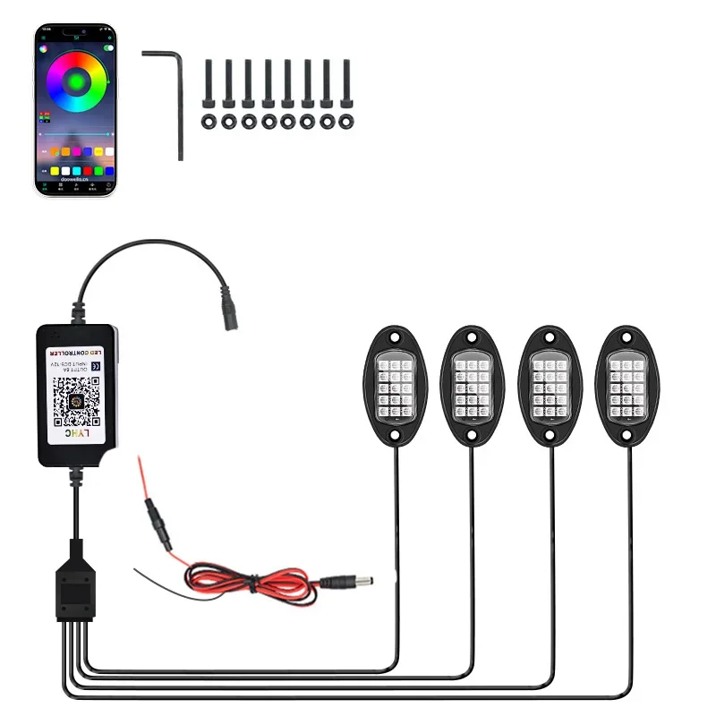RGB LED أضواء الصخور 4/6/8/10/12 في 1 هيكل السيارة ضوء ل جيب على الطرق الوعرة شاحنة قارب الموسيقى مزامنة بلوتوث APP التحكم Undergolw #6