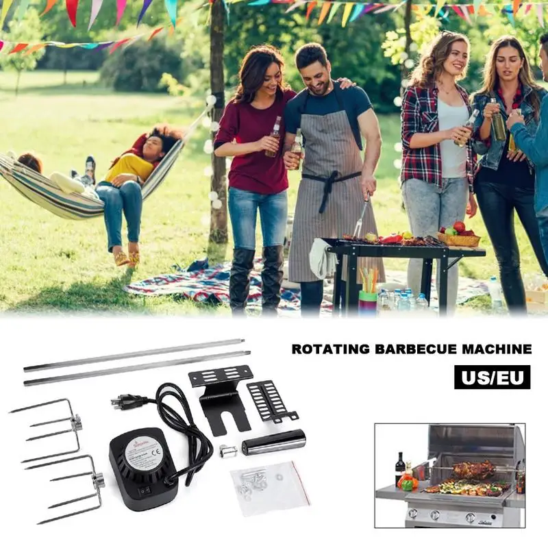 Automatic BBQ Grill Rotisserie Electric BBQ Motor Metal Outdoor Spit Roaster Rod Charcoal Pig Chicken Beef Camping Cooking Tools