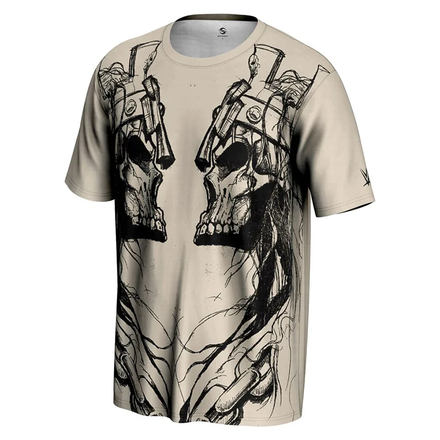 

Men's Tan Triple H Skull King Mirror T-Shirt Simple And Fashionable Hip Hop Loose And Breathable Suitable For Outdoor Sports