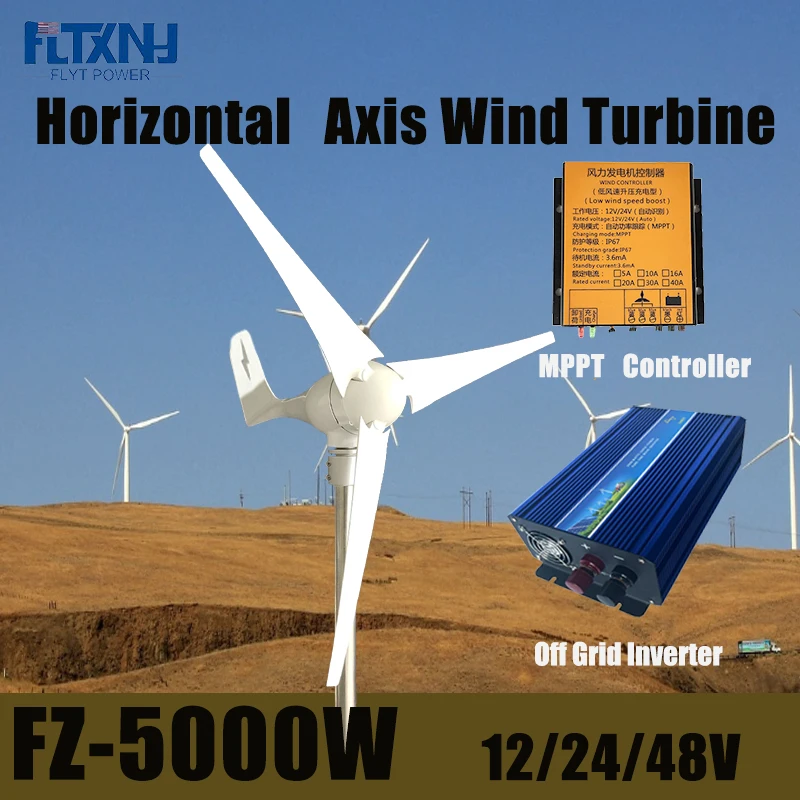 High Efficiency 5000W Windmill Horizontal Axis Wind Turbine Generator Home Appliance Free Energy Generators Wind Power Generator