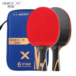 HUIESON 5/6 Star 2Pcs New Upgraded Carbon Table Tennis Racket Set Super Powerful Ping Pong Racket Bat for Adult Club Training