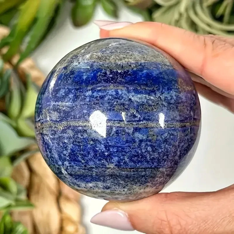

1pc Lapis Lazuli Sphere Unique Crystal Quartz Ball, Natural Stone Home Decor Holiday Gifts Handcrafted, Sphere Deco