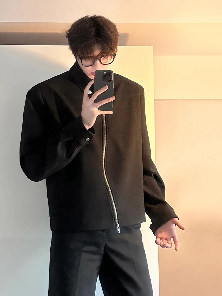 

Bla ort Adstrative Sle Men's Jaet Autumn Winter Slim Fit Collar Open Cardigan Coat for Young Civil Servants