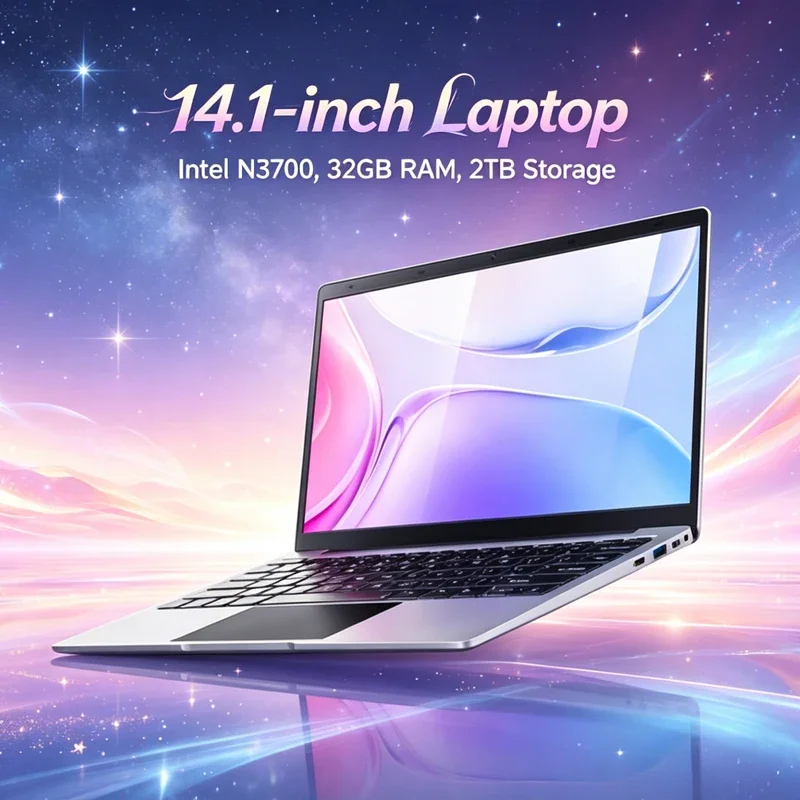 

14.1 Inch Slim Laptop 120Hz FHD IPS Display Intel N3700 32GB RAM 2TB SSD Premium Backlit Keyboard for Office & Entertainment
