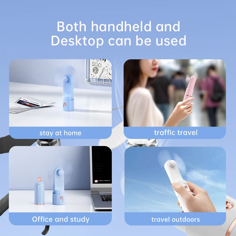 Portable Fan Mini Handheld Fan USB 800mAh Recharge Hand Held Small Pocket Fan with Power Bank Flashlight Feature
