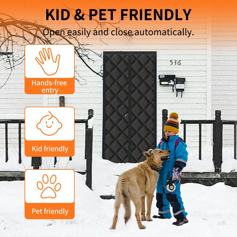 Magnetic insulated door curtains, insulated heavy duty oxford cloth door blanket, warm in winter and cool in summer
