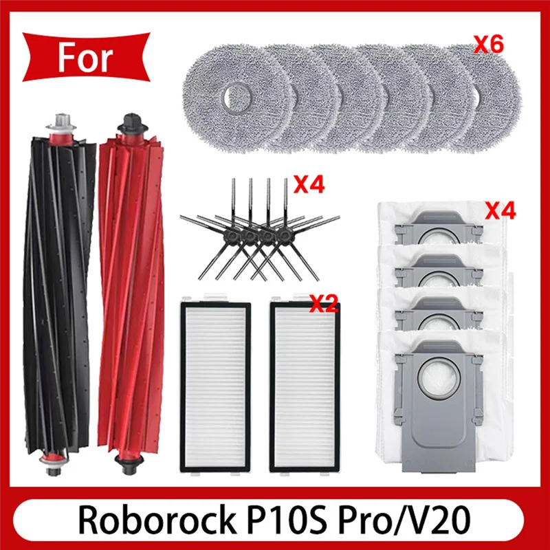 

Основная щетка ABBN для пылесоса Roborock Qrevo Master/V20/P10S Pro, роликовая боковая щетка для робота, мешки для пыли