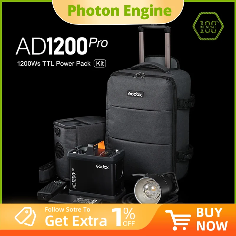 Godox AD1200Pro AD1200 Pro 1200Ws 2.4G TTL 1/8000 HSS 40W Modeling Light Outdoor Flash Strobe Monolight  Powered Flash