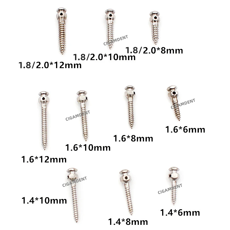 10 sztuk dentystycznych ortodontycznych Mini wkrętów ze stopu tytanu wkręty wkrętarka 1.4/1.6/1.8/2.0mm