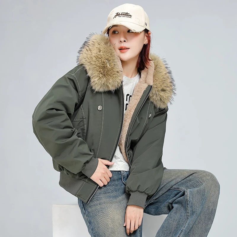 

Женская зимняя парка из хлопка в американском стиле ретро, свободная рабочая одежда, верхняя одежда для пар с большим меховым воротником