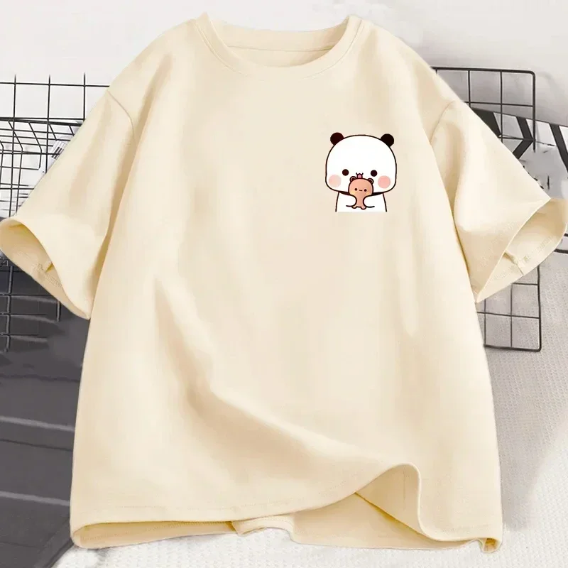 Panda Bear Bubu Dudu and Their Babies T Shirt Fashion Funny T-shirt Fashion Casual Short Sleeve Tees Clothing  Aesthetic Clothes