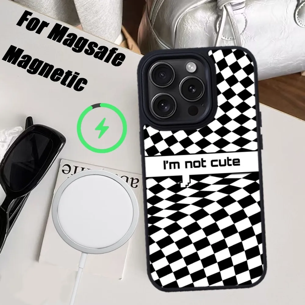 Checkerboard Checkered Chess Board Phone Case For iPhone 15 14 13 12 11 Pro Max Plus Magnetic for Macsafe Cases Cover