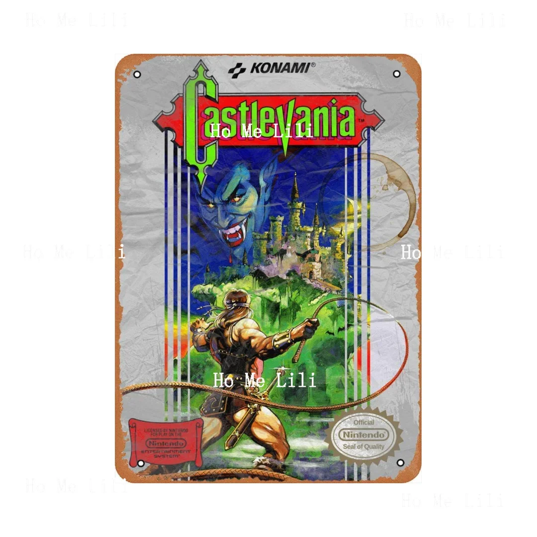 Classic Arcade Video Game Poster Metal Tin Sign Nes Castlevania Box Art Video Games Wall Art Decor Tin Sign