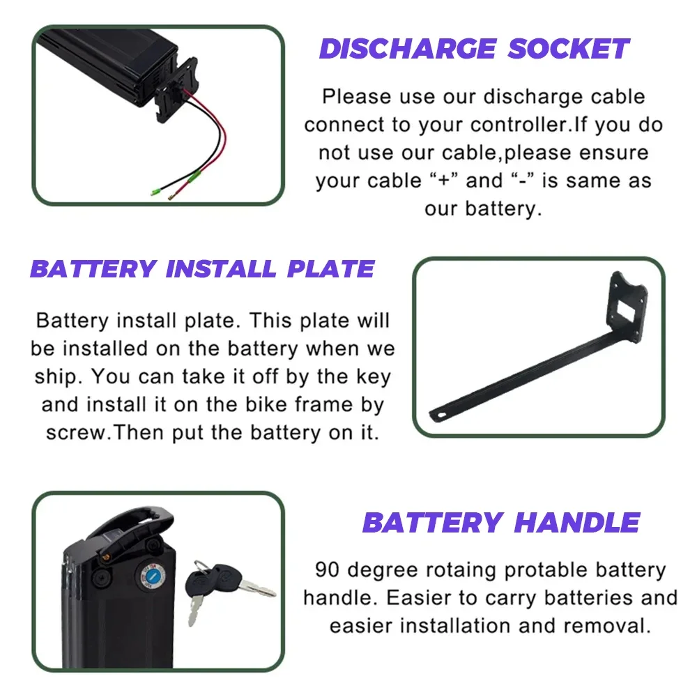 Rechargeable Battery Support for 800W 500W Motor 36V/48V 10Ah 15Ah 20Ah Lithium ion Silverfish Battery Pack High Quality Battery