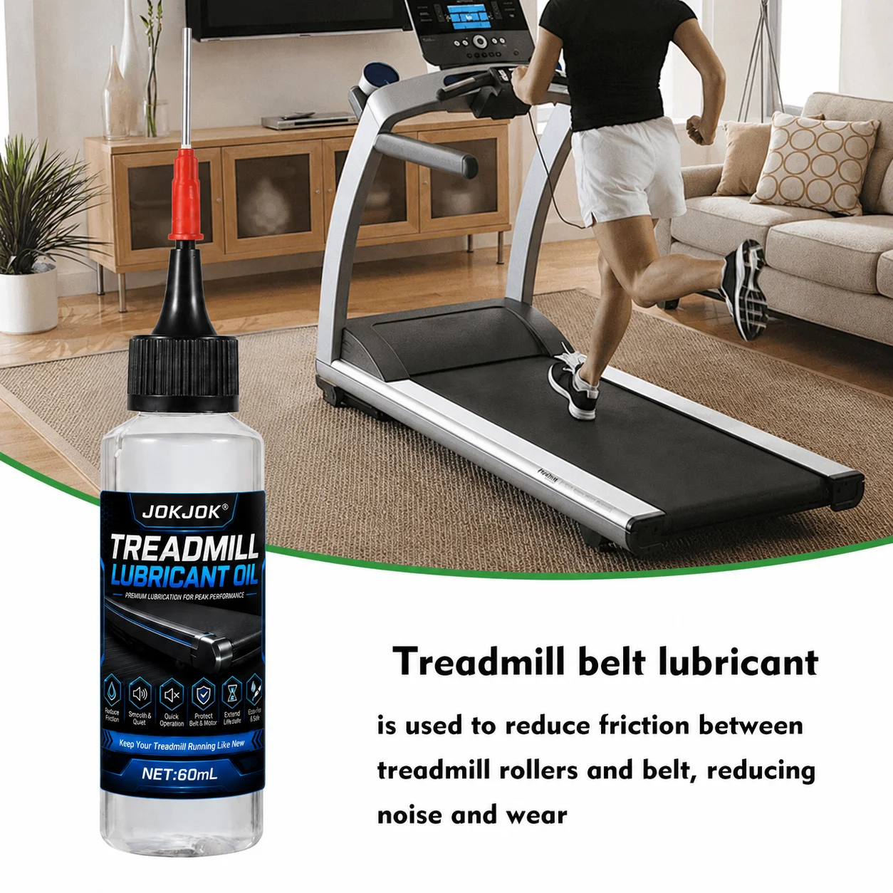 JOKJOK Treadmill Oil 60ML Silicone Belt Lubricant For Running Machine Low Noise Anti Drip Fitness Equipment Maintenance image 4