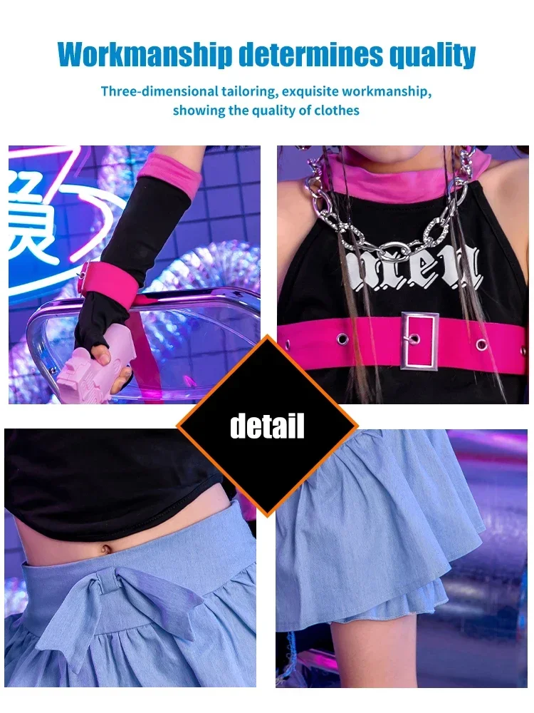 ZZL K-PoP Clothes Kids Jazz Dance Set Top Skirt Girls Jazz Dance Show Costume Tide Kids Street Dance Hip Hop Costume Cool Girls