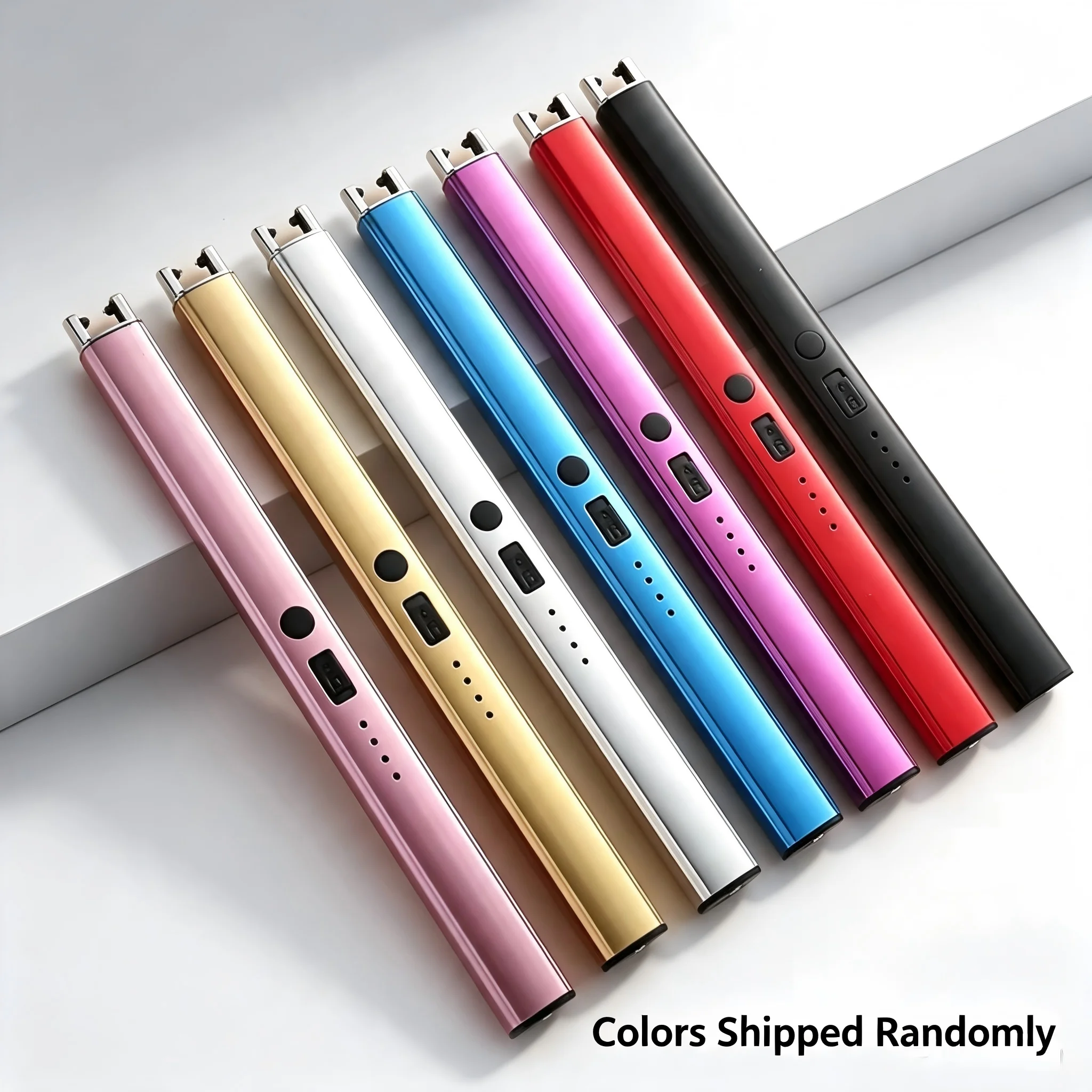 1Pc Rechargeable Candle Lighter, Dual Arc Pulse Igniter Wind Resistant, Visual Power Display, Kitchen Aroma Candle Daily Use, Random Color Shipmen