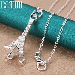 DOTEFFIL 925 Sterling Silver 16-30 Inch Chain Eiffel Tower Paris Pendant Necklace For Woman Wedding Engagement Fashion Jewelry