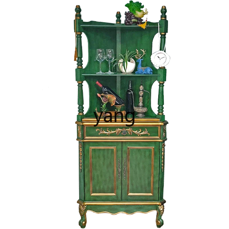 LH American corner cabinet living room rack solid wood retro storage wine cabinet furniture