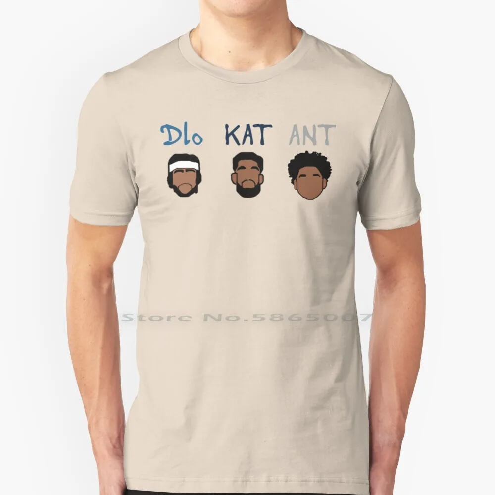 Timberwolves Dlo Kat Ant 100% Cotton T Shirt Timberwolves Basketball Anthony Edwards Anthony Towns Dangelo Russell Dlo Kat