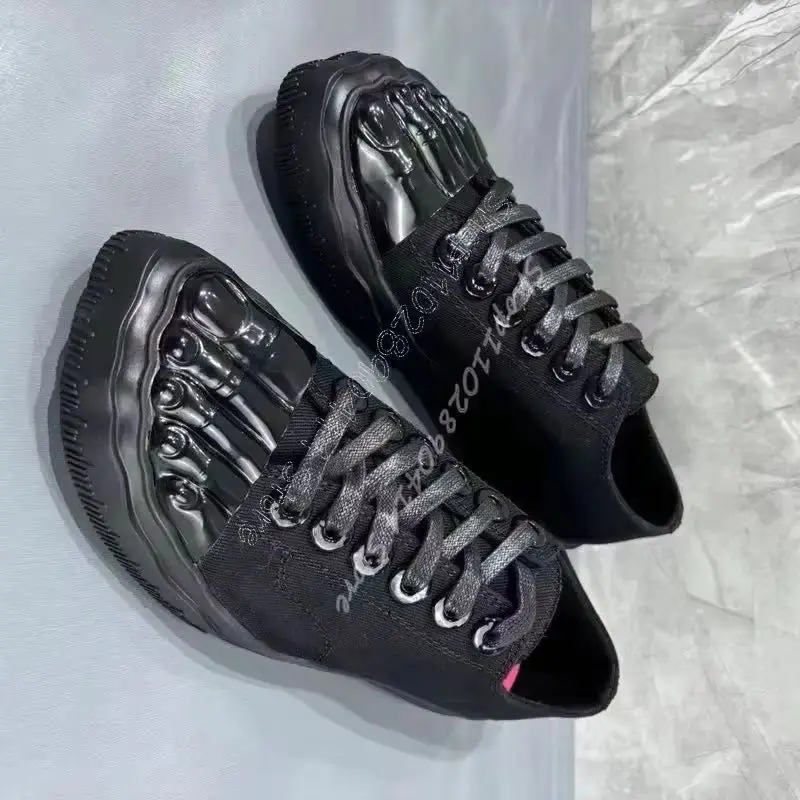 

Five Fingers Design Black Canvas Men Sneakers Fashion Cross Tied Men Shoes Luxury Handmade Party Feast Runway Men Casual Shoes