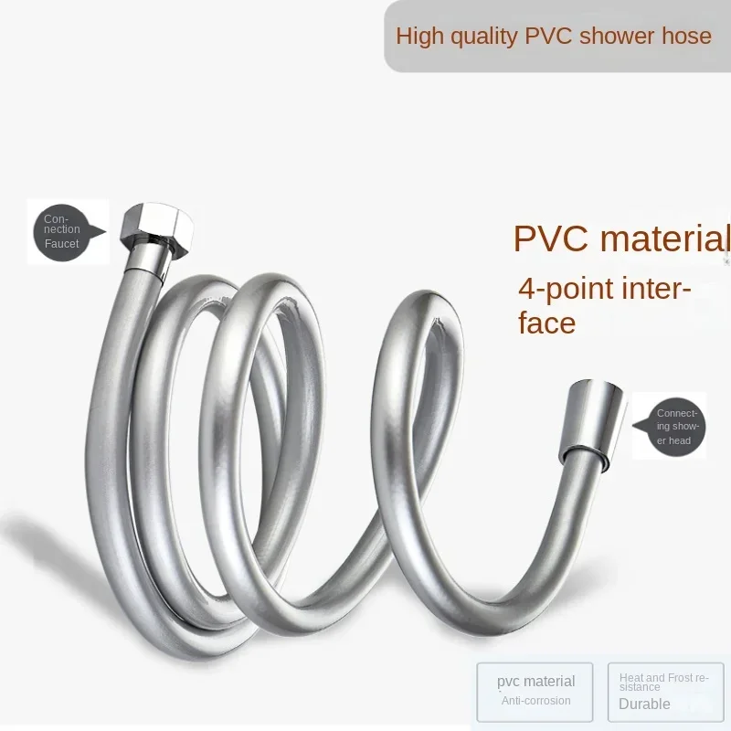 

1.5m PVC High Pressure Silver & Black PVC Smooth Shower Hose for Bath Handheld Shower Head Flexible Shower Hose