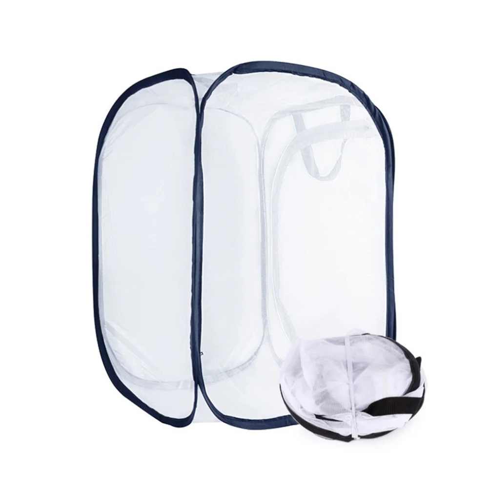 메쉬 접이식 흰색 곤충 케이지 30x30cm 휴대용 벌레 서식지 야외 자연 연구 어린이 집중 관찰