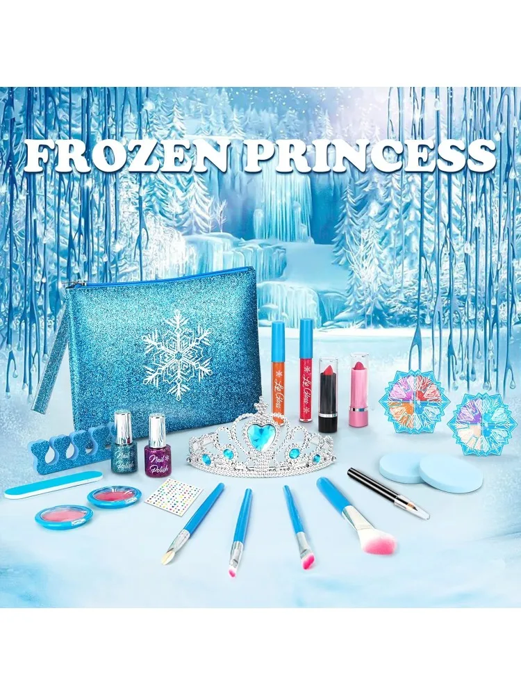 Make-up-Set für Mädchen und Kinder, waschbares echtes Make-up-Set, Kinderspielzeug-Make-up-Starter-Set, Kosmetik-Schönheitsset, Frozen Make-up-Set