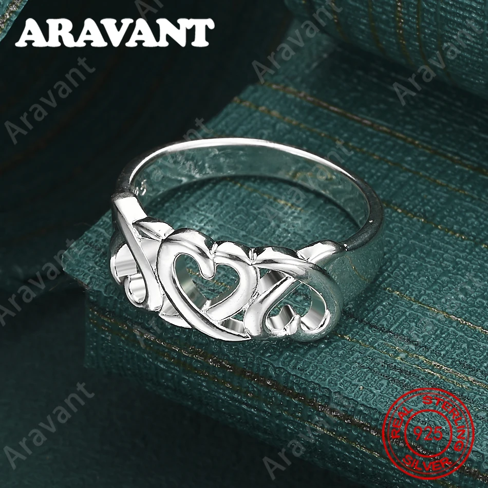 925 Sterling Silver Three Heart Rings, Sizes 6-10, Unique Gift For Women, Versatile Jewelry For Events